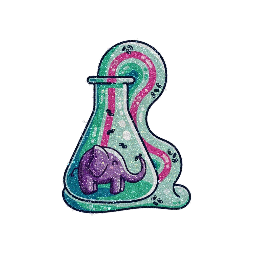 Elephant Toothpaste Glitter Sticker